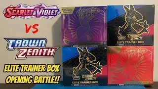SCARLET AND VIOLET BASE vs CROWN ZENITH Elite Trainer Box Pokemon Card Opening Battle!