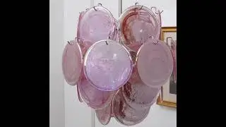 Vintage Murano Pink Discs Chandelie