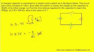 A charged capacitor is connected to a resistor and a switch as in the figure below. The circuit has