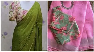 Plain Saree with Desginer Blouses 2025||Plain Saree Blouse Designs 2025 ||#Latest Blouse Designs26