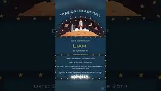 Editable Space Birthday Invitation | Space Party Canva Template