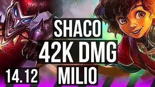 SHACO & Caitlyn vs MILIO & Kog'Maw (SUP) | 42k DMG, Rank 10 Shaco | VN Master | 14.12