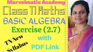Tn Maths class 11 Volume 1 Chapter 2 Exercise 2.7 pdf solutions in tamil 11th std maths #marvelmatix