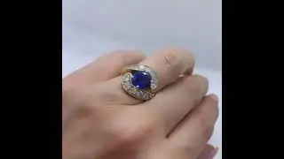 💍 Bague saphir 3,04 carat Ceylan, en or jaune et blanc sertie de diamants 💎💙 Ceylon sapphire ring 💙