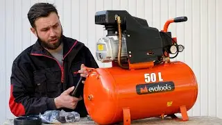 Ideal pentru scule cu aer comprimat | Compresor Evotools CA2050A, 1500W, 50L si presiune 8 Bar