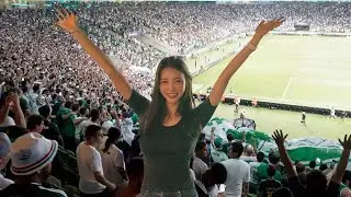 ⚽Coreana indo a um jogo de futebol no estádio primeira vez no Brasil!(Palmeiras x Santos)