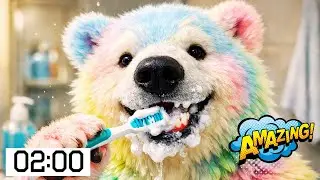 Brush Like A Rainbow Polar Bear Toothbrushing Song | Magic Toothbrush Timer