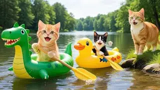 Mama Cat Trims Fur on the Farm and Makes Tiger Hat For Kittens At Home🐾🎩🐯