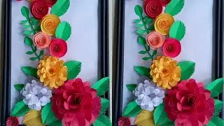 paper craft...easy, creative paper cutting flowers frame #homedecor #papercraft #creative