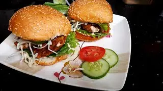 ചിക്കന്&zwj; ബർഗർ ഈസിയായി വീട്ടിലുണ്ടാക്കാം | Chicken burger | fire & smoke