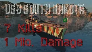 USS SOUTH DAKOTA 1M Dmg and 7 Kills [Battle of Warships]