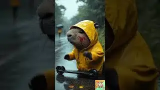 Capybara Driving in the Rain... and the Unexpected Ending! #capybara #animals #funny #cute #ironman