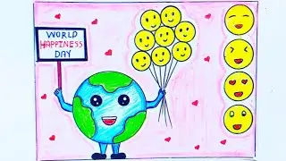 Happiness Drawing|Happiness ki Drawing|world Happiness Day drawing|Happiness chart|Happiness Poster