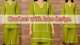 Cord set with lace design✨️cutting stitching/#lace/#fashion/#neckdesign/#cuttingskills