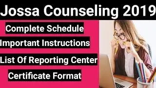 Jossa Counseling 2019 - Reporting Center, Important Instructions