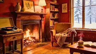 Cozy Winter Vibes: 1950s Cottage with Vintage Jazz and a Warm Fireplace