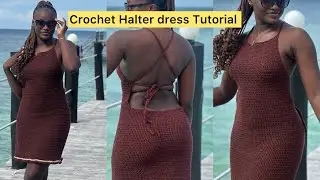 How to crochet a quick halter dress/Beginner friendly crochet dress.