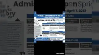 virtual university of Pakistan admissions
