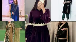 Plain Velvet Shirt Design With Lace |Velvet Dress Design 2023