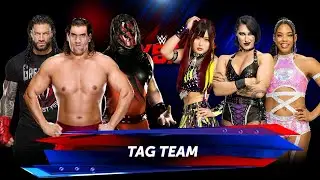 The Great Khali Roman Reigns & Kane vs. Rhea Ripley Iyo Sky & Bianca Belair | Tag Team WWE 2K24