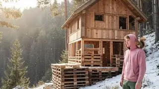 I built a tiny house on a hillside in the woods out of pallets!