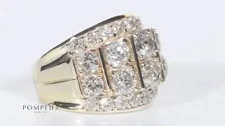 Massive Men's Diamond Ring in Yellow Gold by Pompeii3