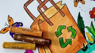 World Paper Bag Day drawing | How to draw paper bag easy | Save Environment drawing #paper