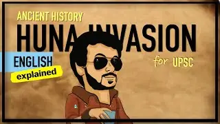 Вторжение HUNA и падение империи Гуптов на английском языке | Древняя история для UPSC