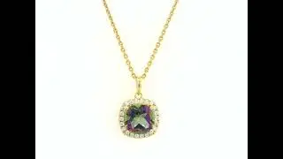 Mystic Quartz & Diamond Pendant in 18K Yellow Gold