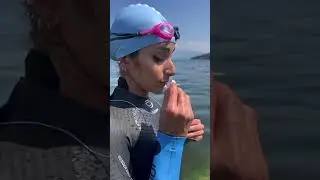 @evelyn_lamberto is getting ready for an open water swim with the new 4.0 SurfEars.