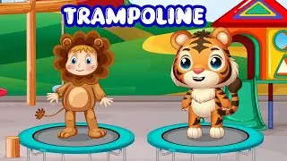 Trampoline    Kids & Nursery Rhymes   Sing Along Song   Animated #tiger #lion #trampoline