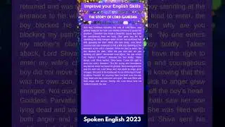 4  THE STORY OF LORD GANESHA | short story | Spoken English 2023 | Improve Your English Skill