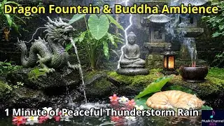 1 Minute Thunderstorm Rain Relaxation &ndash; Dragon Fountain & Buddha Ambience
