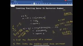 Trailing zeros in factorial number - (DSA Math Trick)