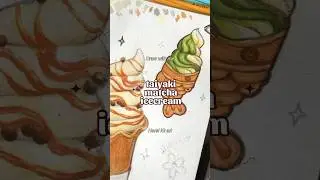 Draw with me🍵Taiyaki Matcha Icecream #staedtler #art #dessert #sketchbook #illustration #watercolor