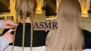 ASMR | *RELAXING* hair play with braiding, braid scratching & very slow hair brushing (no talking)