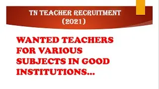 Teacher job vacancy 2021/Job for Teachers 2021/Teacher job recruitment 2021/Job offer for Teachers