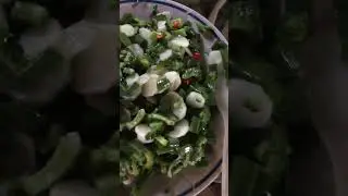 Radish ,green onion and bitter melon salad with salt and coconut vinegar 😍