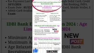 IDBI Bank ESO Recruitment 2024 Notification Pdf 1000 Vacancy Apply Online Form @ idbibank.in