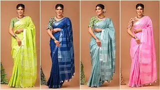 Exclusive New Collection Linen Cotton Sarees #linencotton #linensarees #linencottonsaree #sarees 