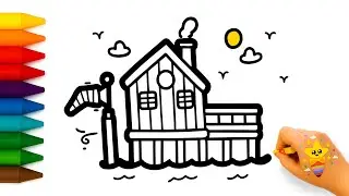 How to Draw a Cute Boathouse 🌊🏡 | Easy Drawing for Kids Step by Step