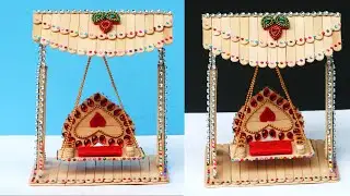 ice cream stick swing for laddu gopal || ganesh  swing makhar|| krishna swing decoration
