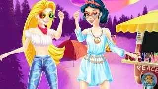 Disney Princesses Hippie Fashion - dress up game video for girls - 4jvideo