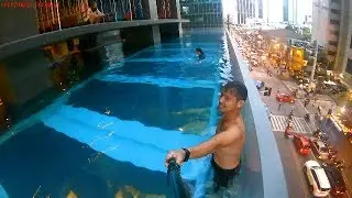 First time swimming at the acrylic-bottomed infinity pool l I'M Hotel PH