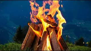 Campfire in the Mountains 🔥 4 Hours of Crackling Fire & Natural Ambience