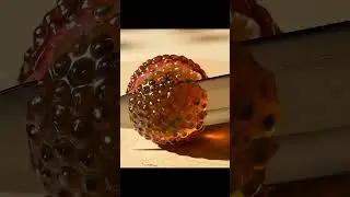 Glass Passionfruit ASMR &mdash; One Cut Reveals Yellow Jelly & Seeds