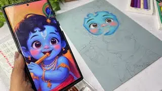How to Draw Little Krishna with Soft Pastel, Little Krishna Drawing, Step by Step Tutorial