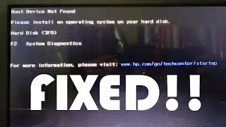 HP Laptop Fix - Boot Device Not Found - Hard Disk (3F0) I Disk Error 3Fo on Lap Hard Disk (3F0) Fix