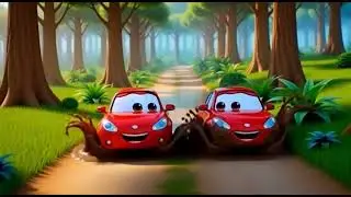 Red Car Running on MUD WATER JUMPS road | Fun Kids Racing Game 🚗🌈