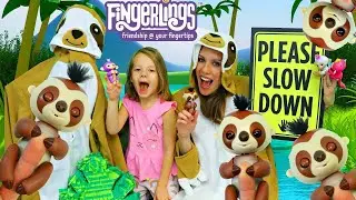 Fingerlings Sloth Brand New Fingerling Animal + Monkey Playset & Pinata Scavenger Hunt and Dress Up